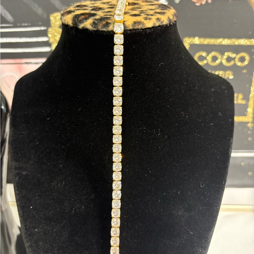 Elegant Gold tone with Gemstone Tennis Bracelet